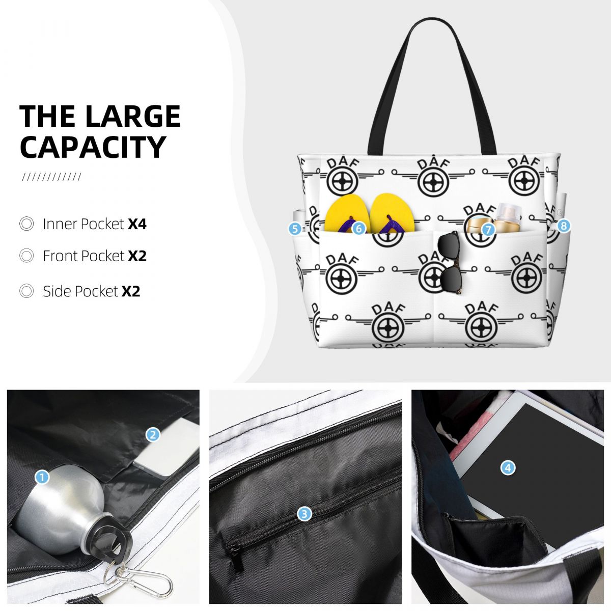 Daf トラックロゴベクターデザインビーチトートバッグスポー - Women Bags Vector のレビューと価格