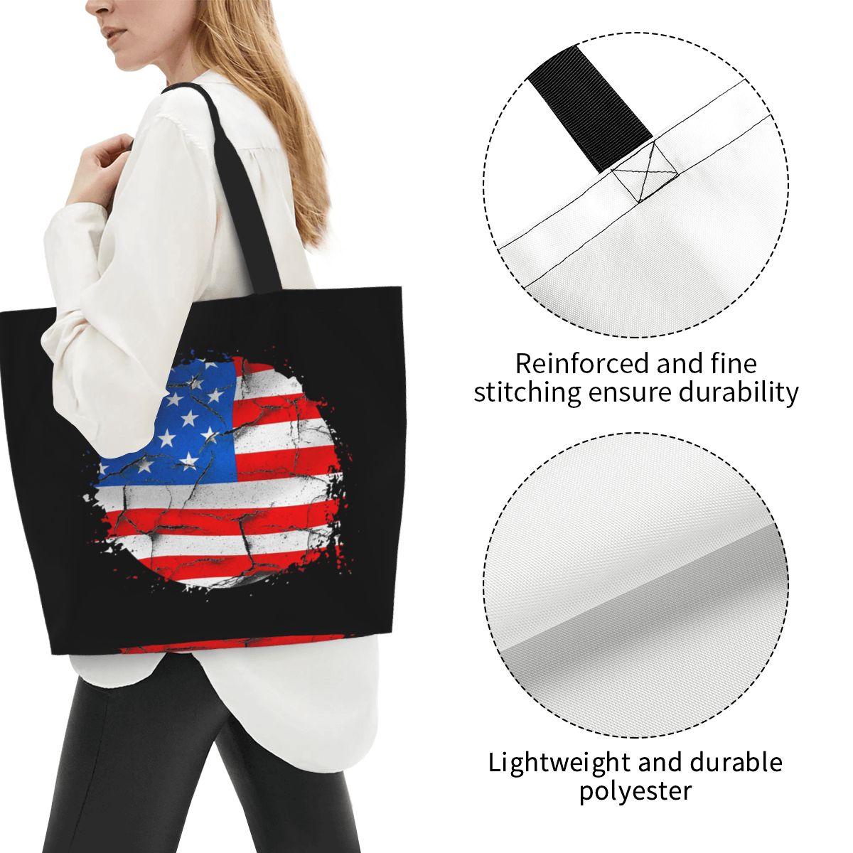 米国アメリカアメリカ国旗ショッピングトートバッグキャンバス大 - Women Bags Usa のレビューと価格